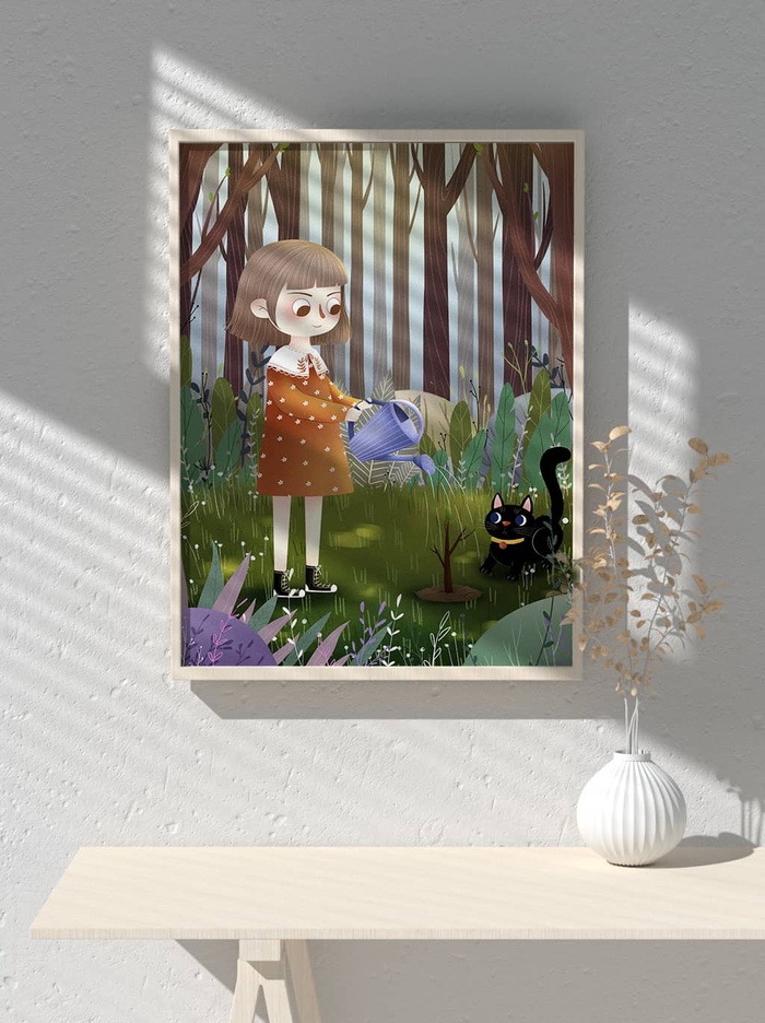 绿色创意公益植树节卡通312保护环境宣传插画