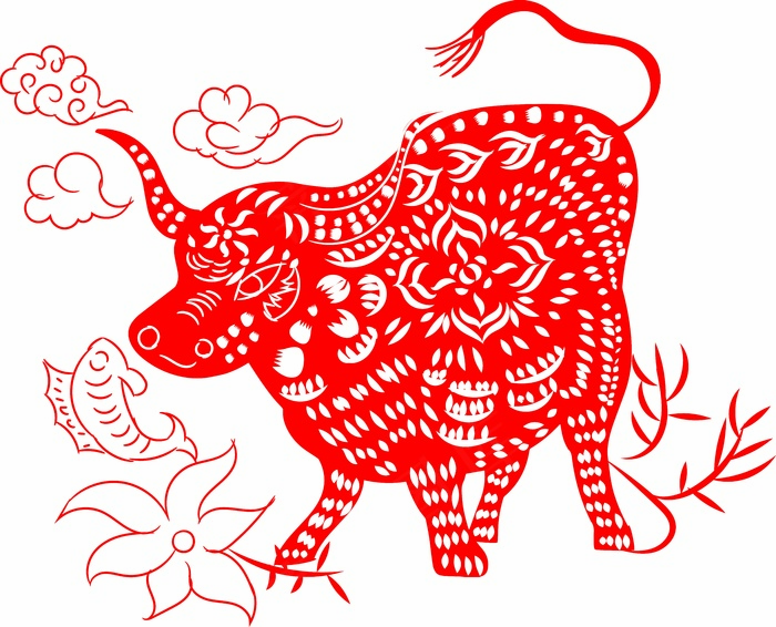 牛剪纸 剪纸风元素