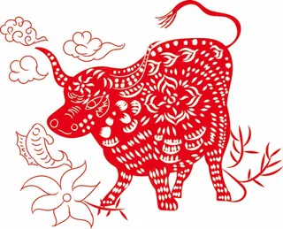 牛剪纸 剪纸风元素