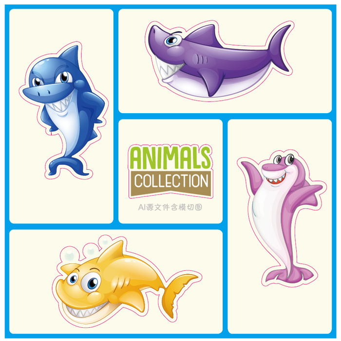 卡通动物不干胶标签贴纸