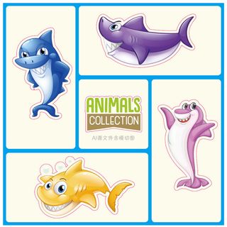 卡通动物不干胶标签贴纸