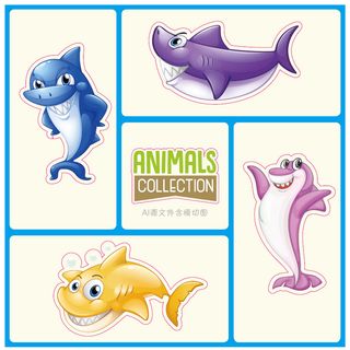 卡通动物不干胶标签贴纸