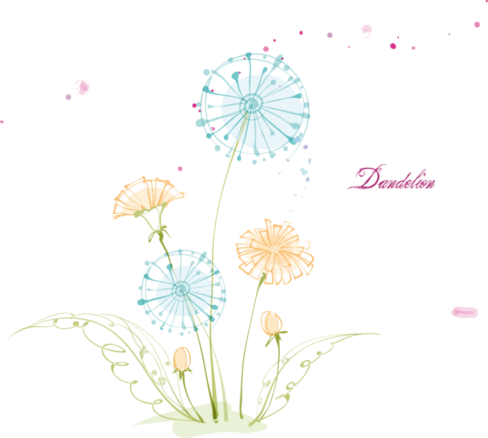 手绘卡通彩色蒲公英