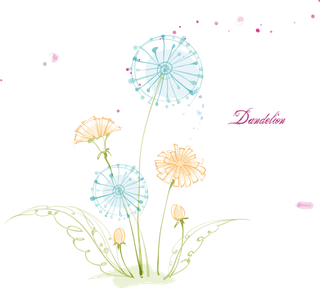 手绘卡通彩色蒲公英
