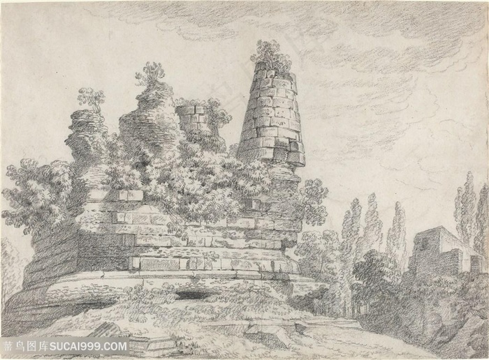 废墟建筑装饰画