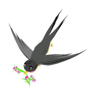 水彩手绘春季春天柳树柳条枝条小鸟小燕子元素PSD设计素材PNG图片