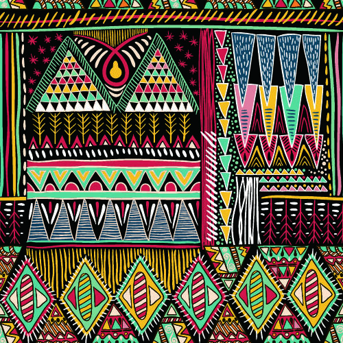 少数民族藏族特色花纹波西米亚风纹理背景图案设计AI矢量图片素材