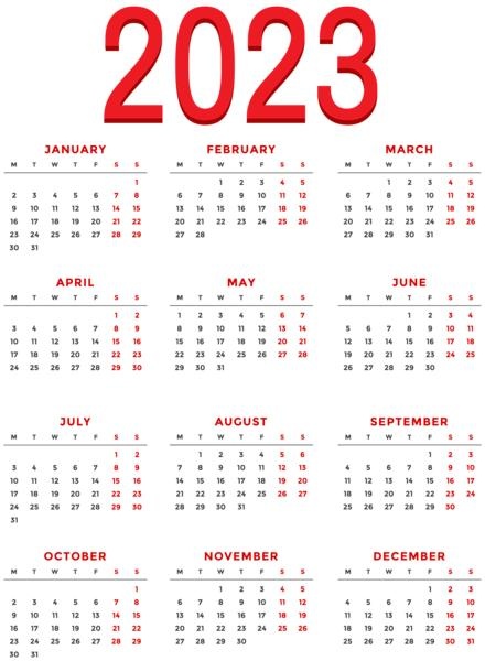 2023 年日历 PNG免抠(440x600)