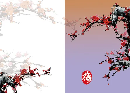 国画梅花中国风画册模板