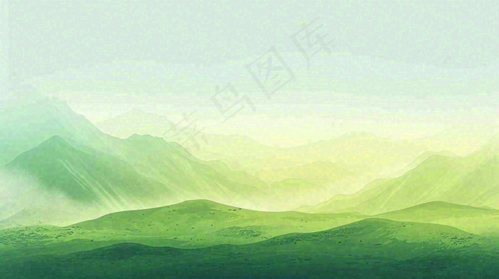 绿色延绵山脉意境国风(1456x816)