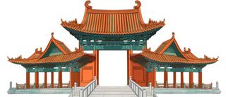 古建筑棕红色插画