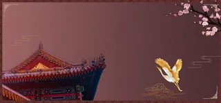 手绘国潮风展板梅花迎春背景