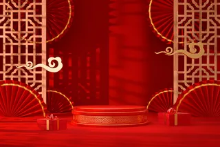 中国风古典喜庆C4D背景图3D国潮场景促销活动海报PSD设计素材模板