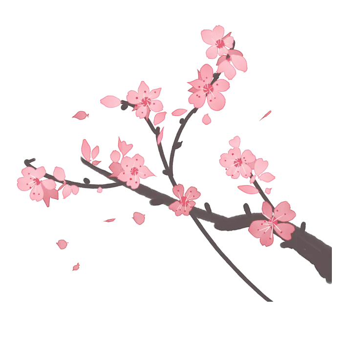 春天浪漫粉红色樱花手绘樱花梅花桃花花朵图片PNG免扣素材