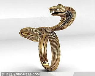 珠宝首饰戒指珠首饰蛇形镶钻黄金眼镜蛇戒指婚戒
