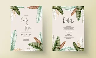 水彩热带植物邀请函