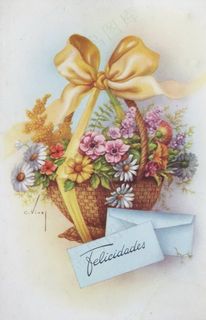 节日花篮绘画图片素材