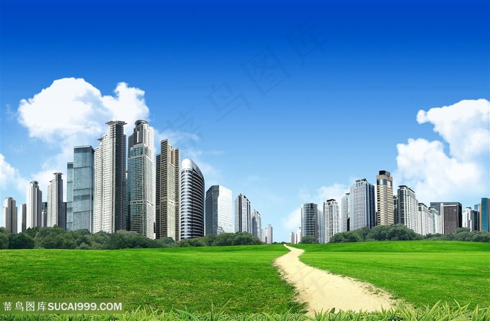 小区高楼建筑美景韩式自然背景