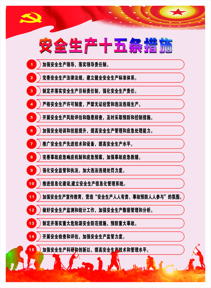 安全生产十五条措施cdr矢量模版下载
