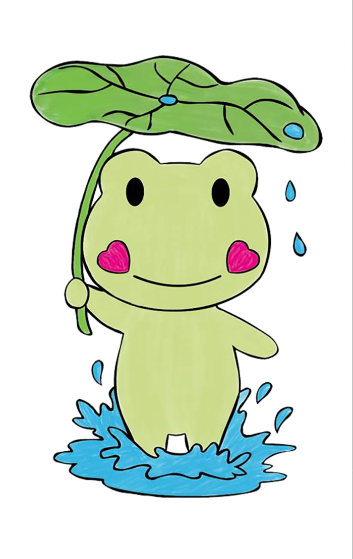 卡通小青蛙打伞