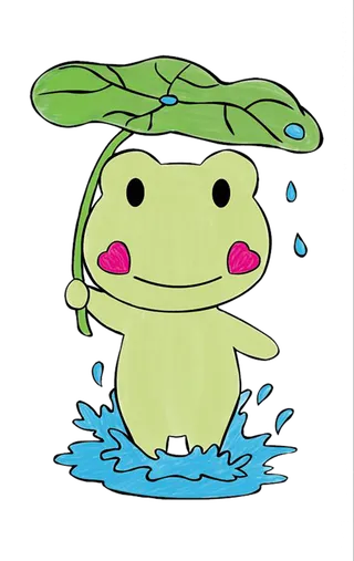 卡通小青蛙打伞