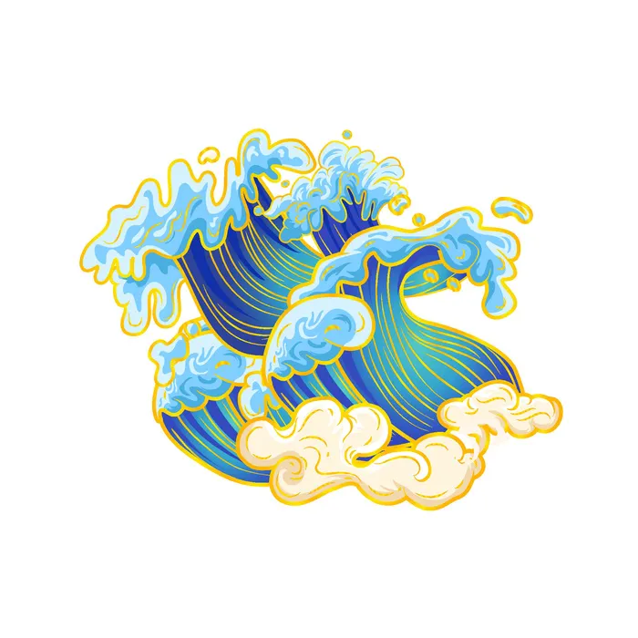 中国风国潮插画海浪波浪背景装饰浪花图案元素ai矢量模版下载