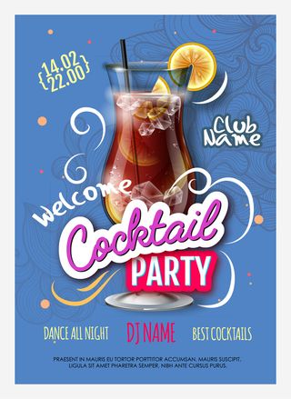 鸡尾酒设计海报矢量图