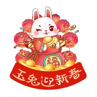 玉兔迎春到 兔年兔子 兔年福气兔 玉兔 兔子