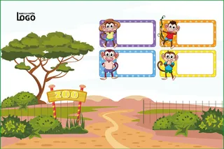 动物世界卡通不干胶标签贴纸