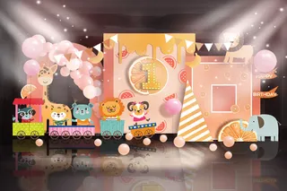 橘色森林动物主题宝宝宴