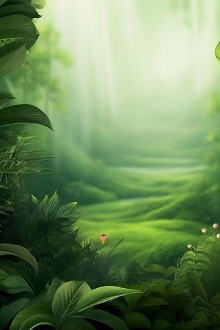 简约树叶丛林小草绿色简约背景