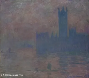 印象派莫奈夜晚中的海边大厦油画图片 印象派莫奈夜晚中的海边大厦油画图片