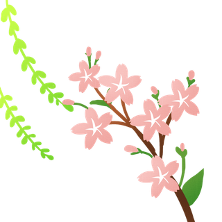 春天浪漫粉红色樱花手绘樱花梅花桃花花朵图片PNG免扣素材