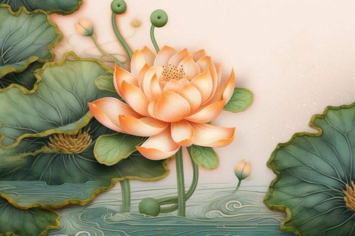 中国风精致荷花大气背景
