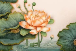 中国风精致荷花大气背景