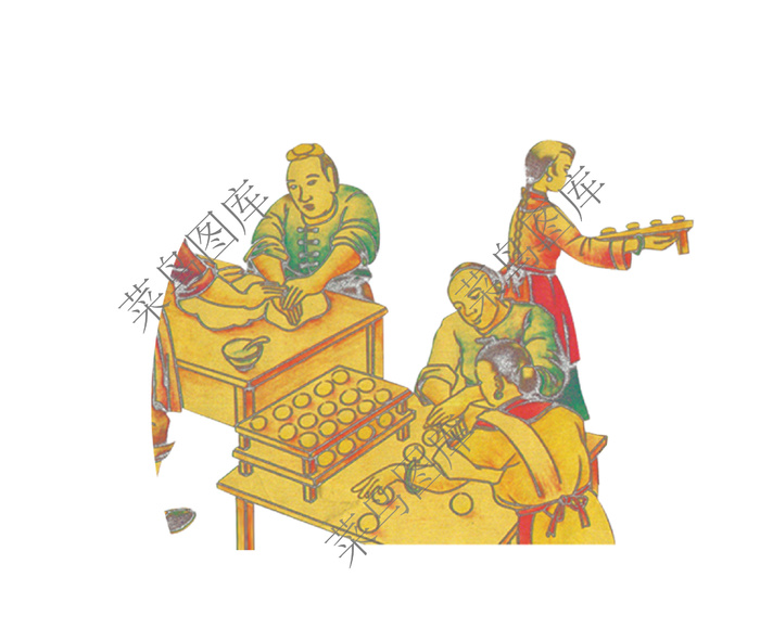古代人物做粿-做美食图片2psd模版下载