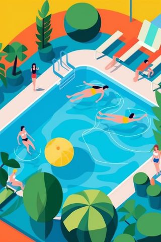 暑期游泳扁平插画背景