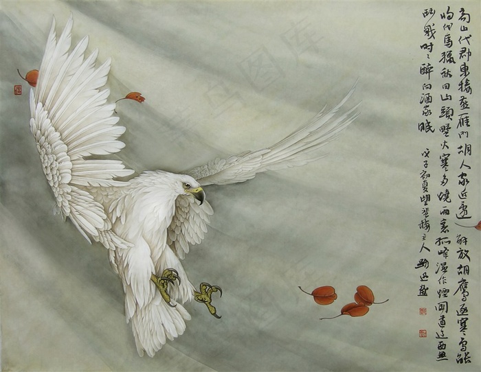 独舞秋风老鹰工笔画