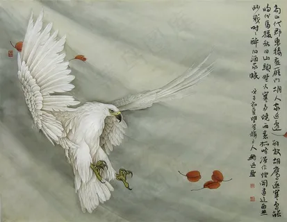 独舞秋风老鹰工笔画