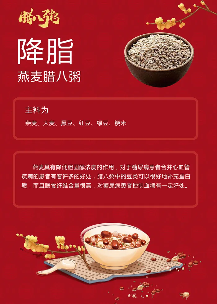 红色中国风腊八粥养生食品海报