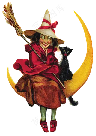 卡通万圣节手绘女巫