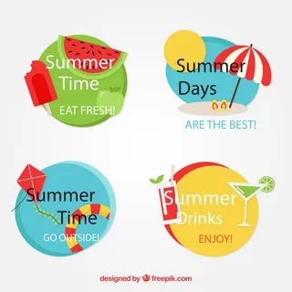 免抠彩色夏季度假标签