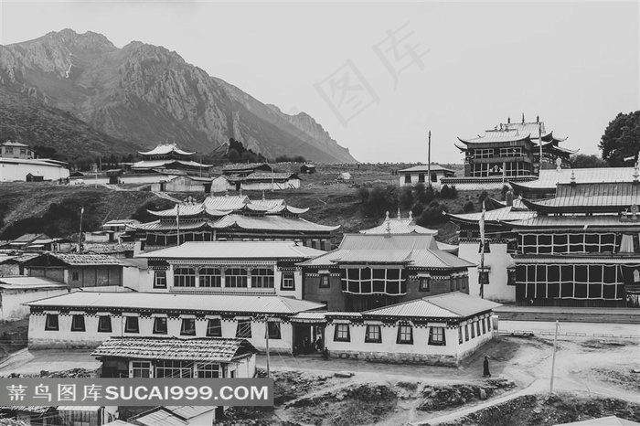 黑白摄影 甘南格尔底寺