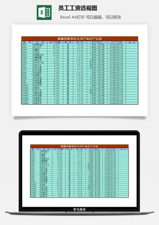员工工资透视图excel模板