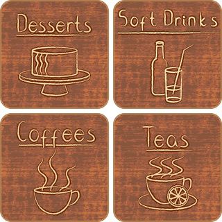 免抠复古线稿餐饮标签