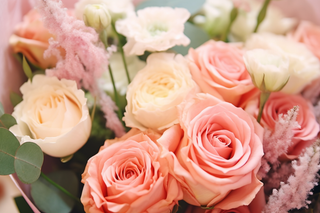 一束鲜切花花束粉玫瑰白玫瑰摄影图