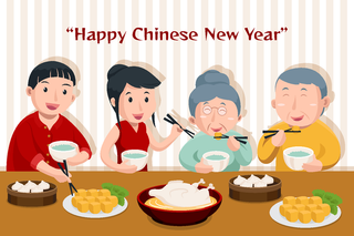 新年虎年中国风人物插画