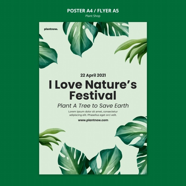 海报植物分层绿色龟背竹