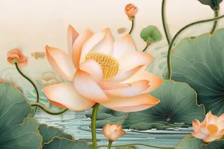 中国风精致荷花大气背景