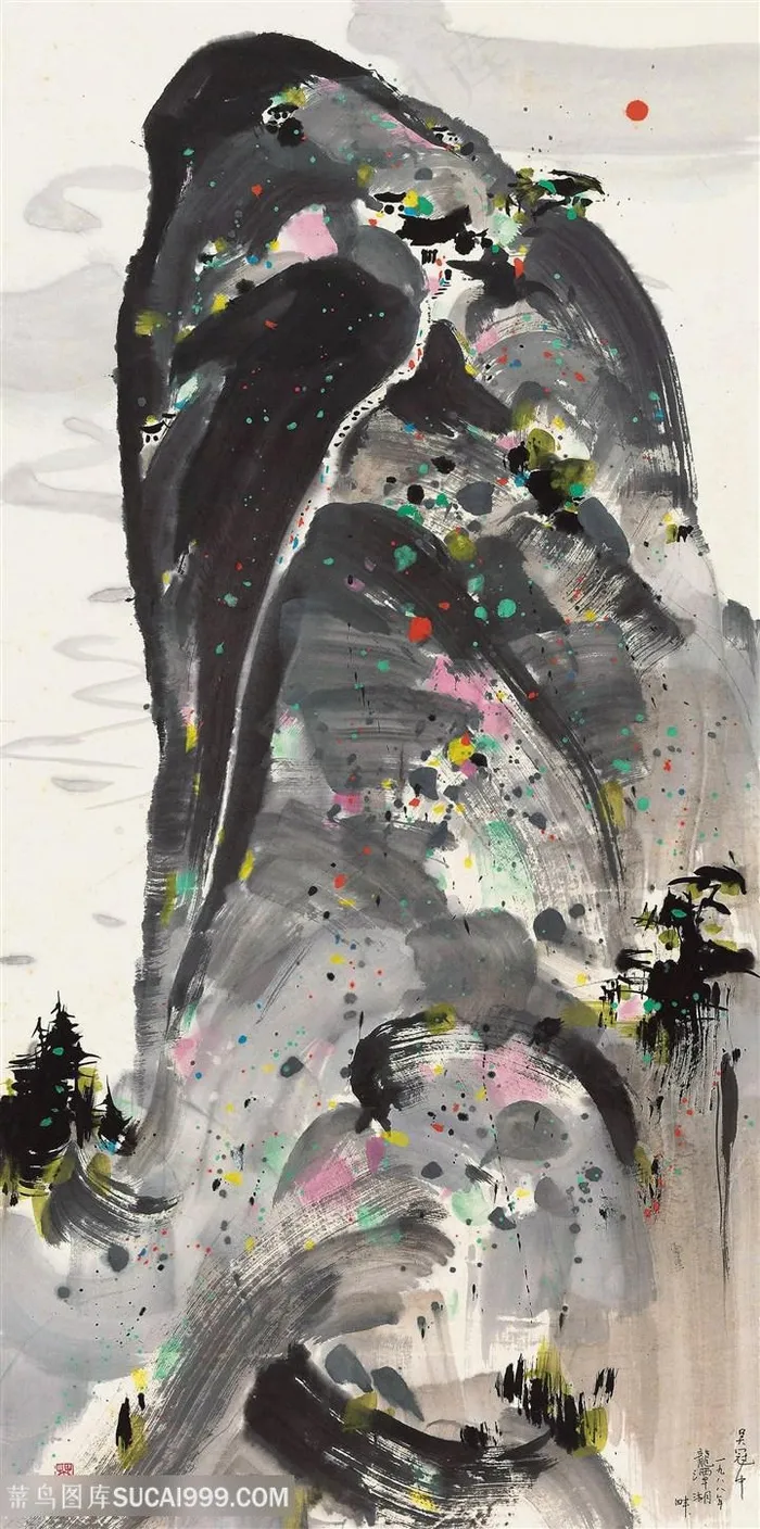 吴冠中水墨山脉艺术风景画